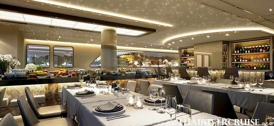 Air-conditioned seat of Alangka Cruise Luxury Bangkok Dinner Cruise Chaophraya River,5 star Bangkok Dinner Cruise on the Chaophraya riverAlangka Cruise Bangkok Dinner Cruise Promotion Discount Cheap Ticket Price Offers Booking Online 