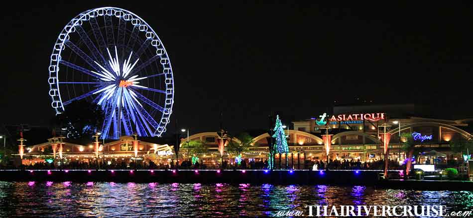 Asiatique The Riverfront is the famous and popular waterfront open-air night market in Bangkok Thailand.