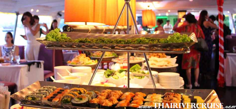 provide you a Superb Thai and International Buffet on Chaophraya Cruise and Grand Chaophraya Cruise Bangkok,Thailand