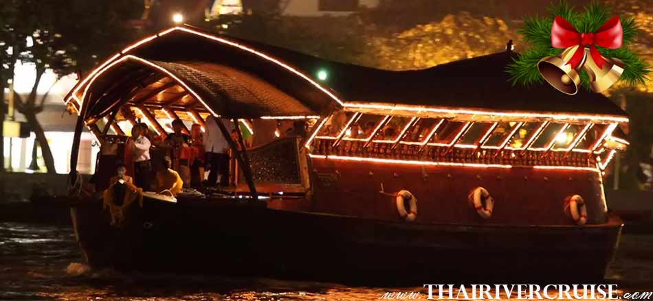 Places to Celebrate Christmas in Bangkok 2018 on the Chao Phraya River on Nava Cruise luxury traditional rice barge Chaophraya river Bangkok