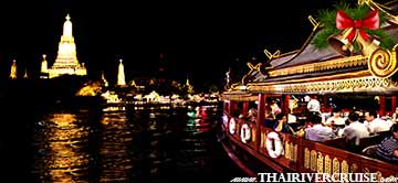 Christmas Eve Dinner Bangkok by River Cruise on Chaophraya River Bangkok Thailand  by Wanfah Cruise Thailand