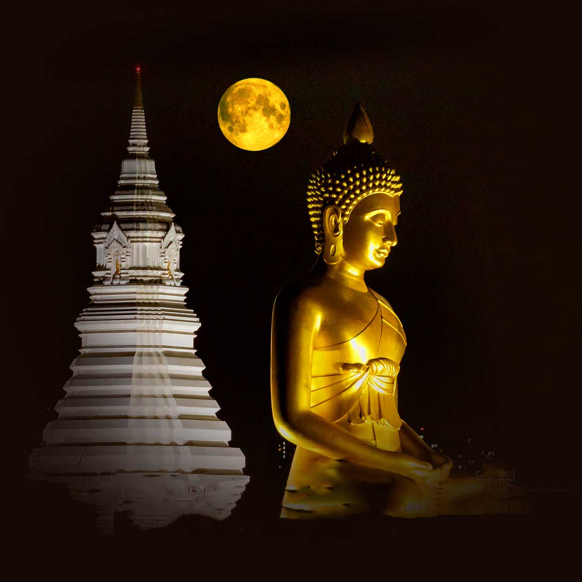 Largest Buddha Statue in Bangkok Thailand Dhammakaya Thep Mongkol Buddha 