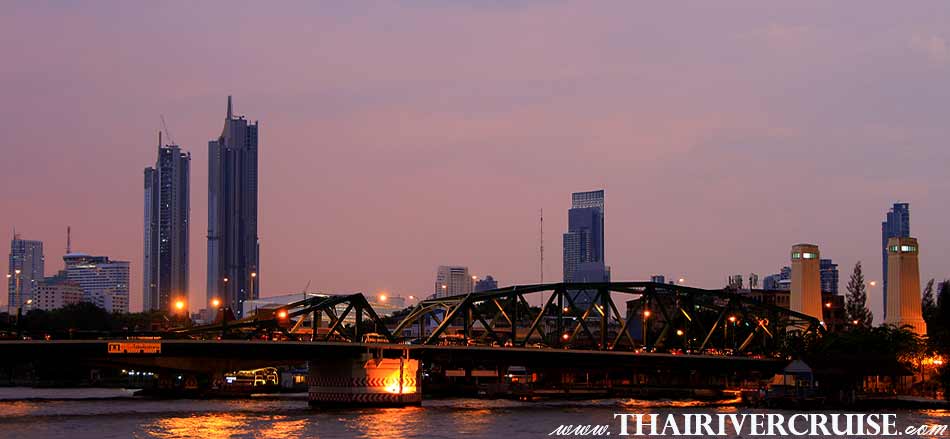 The Memorial Bridge Bangkok Sunset View of Chao Phraya river,Thailand Twilight Cruise Bangkok Chao Phraya River 