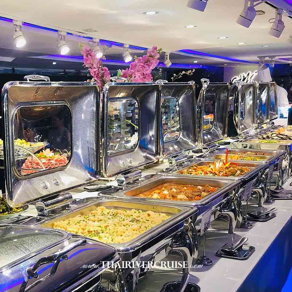 International buffet dinner Party Countdown Bangkok Thailand Cruise Dining Near Me, dinning watch fireworks and celebrate New year's party &  countdown night