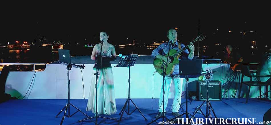 Live Band Music on Top desk of  Meridian Alangka Cruise Luxury Bangkok Dinner Cruise Chaophraya River
