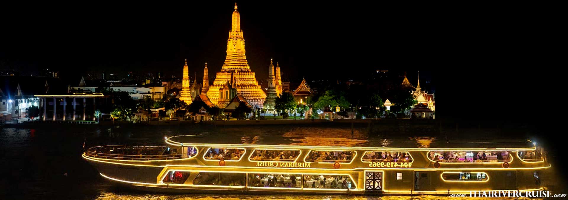 Valentine Romantic Dinner Cruise Bangkok  Meridian Cruise Bangkok Dinner Cruise Cheap Price Tickets Offer Now Meridian Cruise Bangkok Dinner Cruise ICONSIAM Meridian Cruise Bangkok Dinner Cruise is a popular option for those looking to enjoy a meal while taking in the sights of Bangkok from the Chao Phraya River. A Bangkok dinner cruise on the Chao Phraya River is a fantastic way to experience the city's beauty at night. Here's a breakdown of what you can expect and some popular options: Scenic Views: You'll cruise past iconic landmarks like the Grand Palace, Wat Arun (Temple of Dawn), and numerous beautifully lit temples and bridges. Dining: Most cruises offer a buffet with a variety of Thai and international dishes. Some may have set menus or specific cuisine options. Entertainment: Live music, traditional Thai dance performances, or even cabaret shows are common on dinner cruises. Atmosphere: A romantic and relaxed ambiance, perfect for couples, families, or groups of friends.