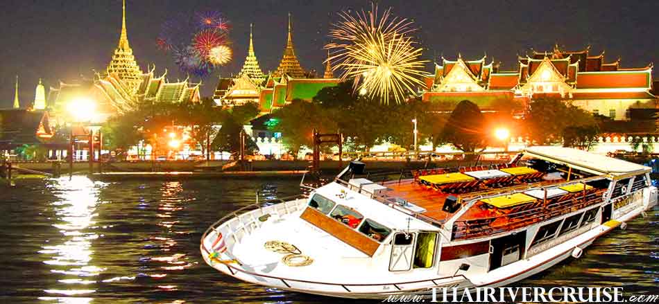 New Year Dinner Bangkok by River Cruise Best Cheap Ticket Price Bangkok Countdown along the Chaophraya river Thailand