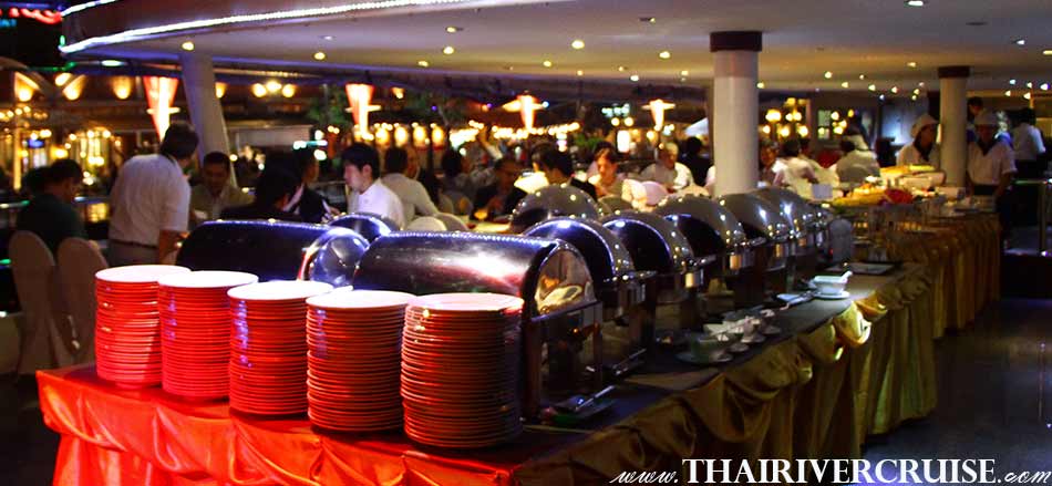 Large elegance buffet dinner on board of charter private dinner cruise Bangkok