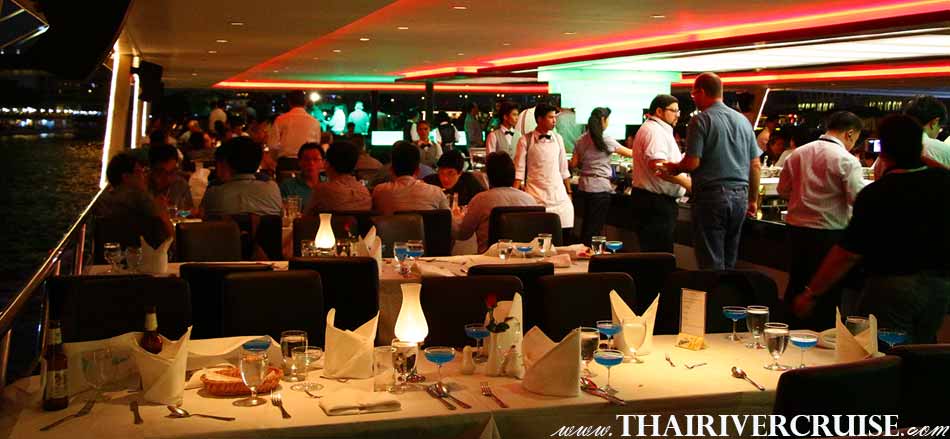 Your guests can enjoy various choices of flavorful cuisine from authentic Thai to International variety with the sushi bar adding more to your expectation, Private Party Cruise in Bangkok Private Luxury Large Cruise Bangkok Thailand