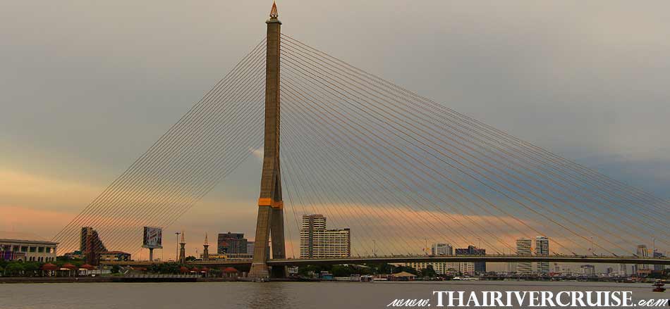 Rama 8 Bridge Bangkok, Bangkok Sunset View of Chao Phraya river,Thailand