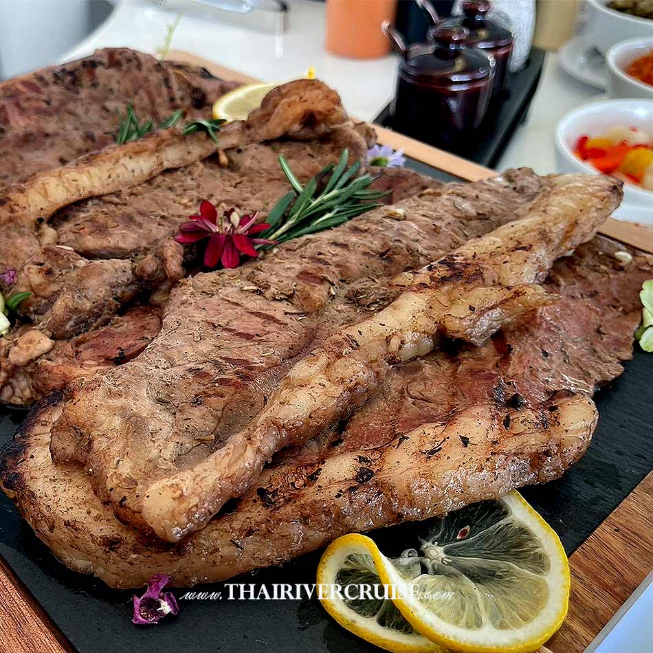 Bangkok cruise dinner price Sawasdee Chaophraya Cruise Beef staeak Buffet Dinner Cruise Chaophraya river Bangkok 