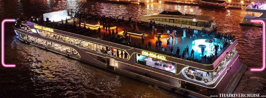 Bangkok dinner cruise ticket reservation offers Sawasdee Chaophraya Cruise Booking newest luxury river cruise 5 star on the Chaophraya river Bangkok Thailand  