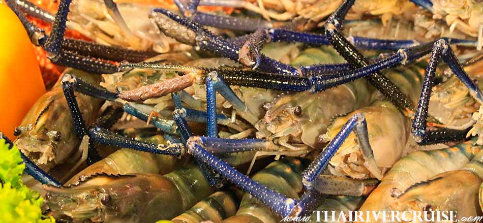 กุ้งเผาสดๆ อาหาร ซีฟู้ด ดินเนอร์ ล่องเรือ เจ้าพระยา ดินเนอร์ อาหาร ซีฟู้ด และ บุฟเฟ่ต์