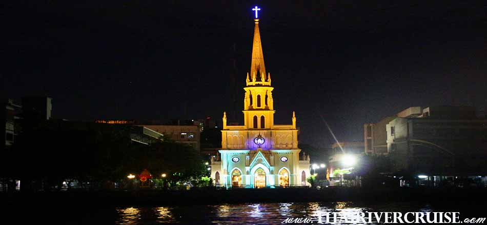 The Holy Rosary Church Bangkok,The Beautiful Night Scenery Along the Chaophraya River Bangkok Thailand