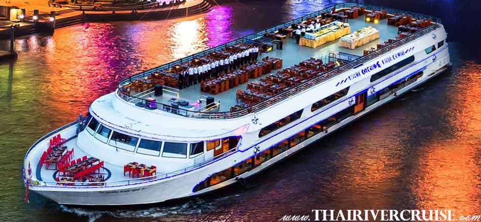Vegetarian Dinner Cruise On Board Modern Chaophraya River Cruises WHITE ORCHID RIVER CRUISE
