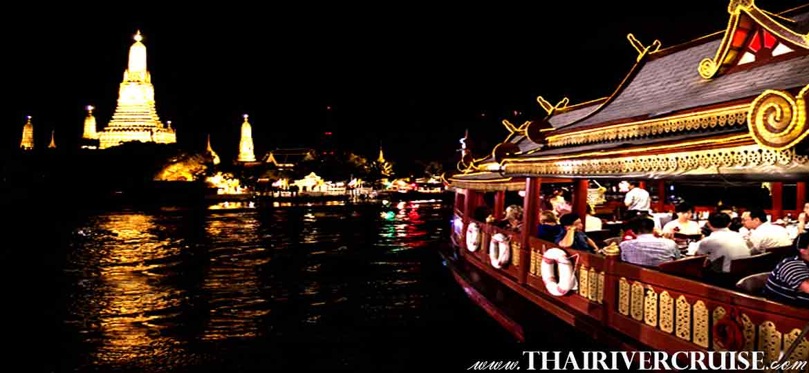 Wanfah Cruise Luxury Rice Barge Dinner Cruise Bangkok Chaophraya River Thailand 
