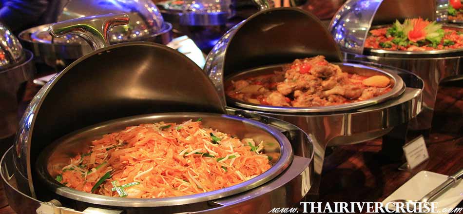 Delicious international buffet dinner on board, charter private dinner cruise Bangkok,Thailand
