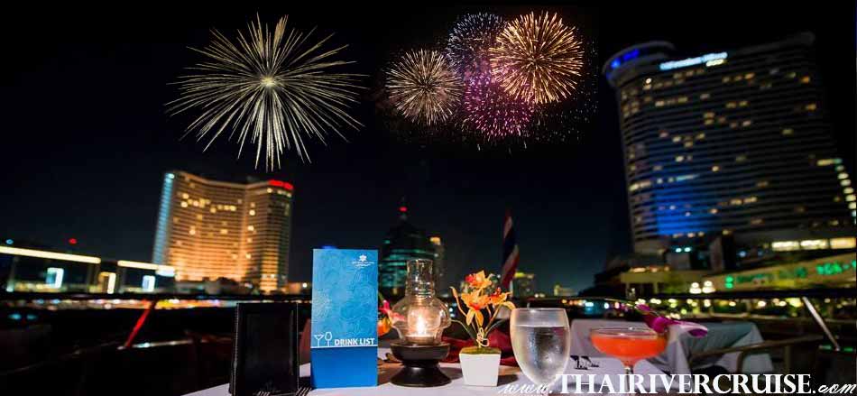 Enjoy to see fire work on White Orchid River Cruise Bangkok Countdown 2020 Dinner Cruise Thailand,Bangkok Countdown 2020 Dinner Cruise White Orchid River Cruise 