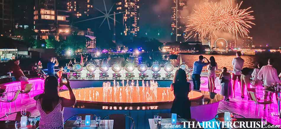 Top deck is good view for see firework celebrate New Year EVE 2021, Come and enjoy to  New Year Dinner in Bangkok Wonderful Pearl Cruise Happy New Year Bangkok Thailand 