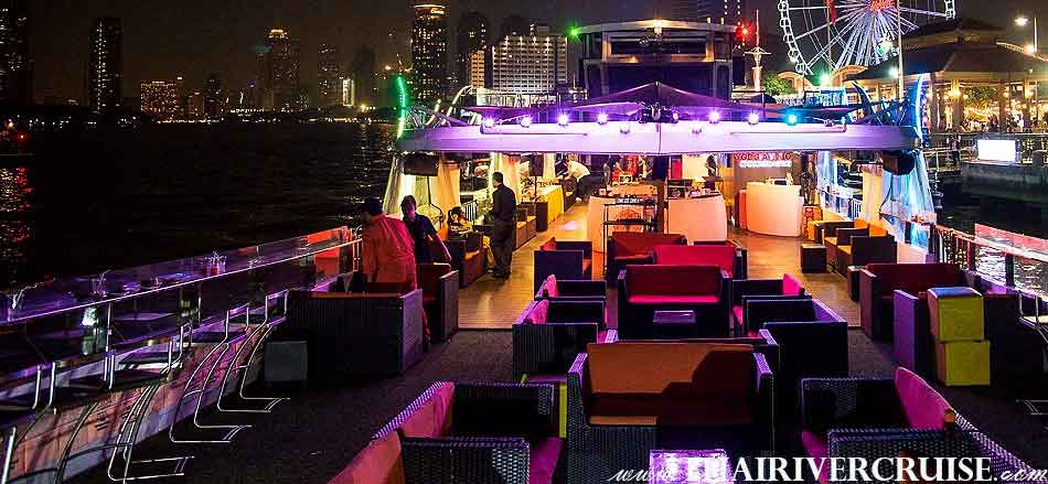 Best One Relaxing Boat Bangkok, Yod Siam Cruise, Best cocktails Chao Phraya river Cruise Yod Siam Boat sunset cruise cocktail Bangkok & night river Cruise including beer, soft drink, price ticket discount booking offer low price promotion