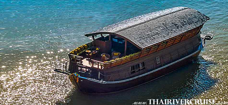 Boat with Rooms Bangkok  Private luxury cruise rice barge 5-star 2 cabin boat on the Chaophraya river Bangkok Thailand 