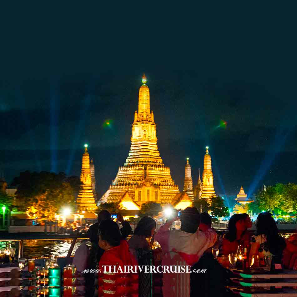 Top deck Open Air of  White Orchid River Cruise Loy Krathong celebrated in Bangkok at famous place in Bangkok with Loy Krathong Bangkok White Orchid River Dinner Cruise Thailand  including as buffet dinner & seafood, discount low price booking online 
