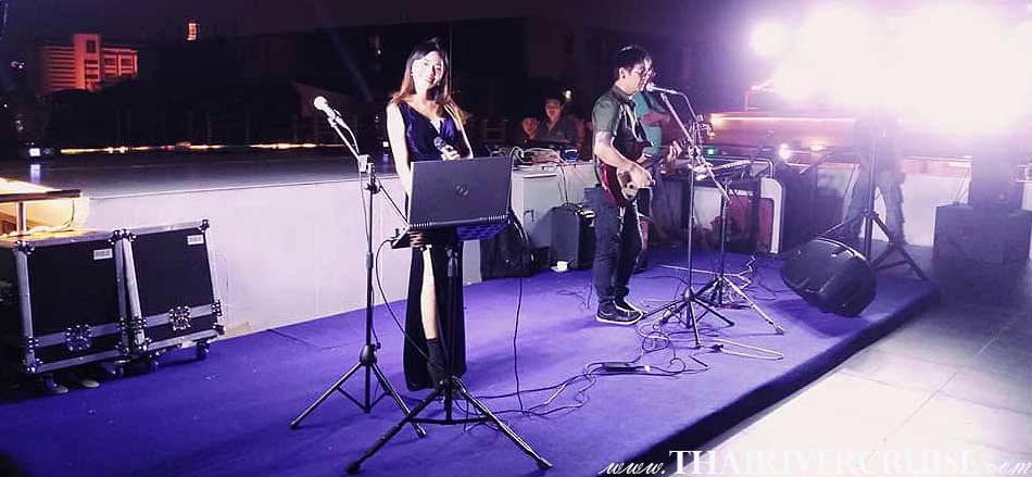 Professional singer live band music onboard, Loy Krathong In Bangkok Meridian Alangka Cruise,Where to Float Your Krathongs in Bangkok Thailand. Famous place to 
