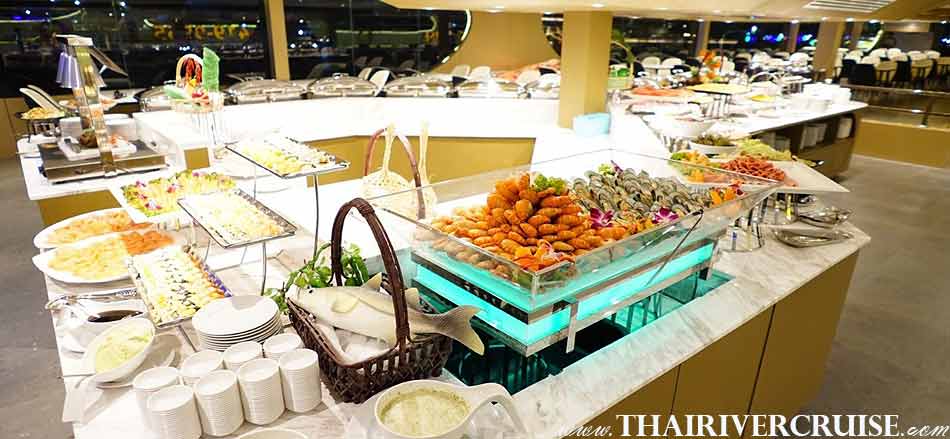 Elegance buffet onboard, Loy Krathong In Bangkok Meridian Alangka Cruise,Where to Float Your Krathongs in Bangkok Thailand. Famous place to 