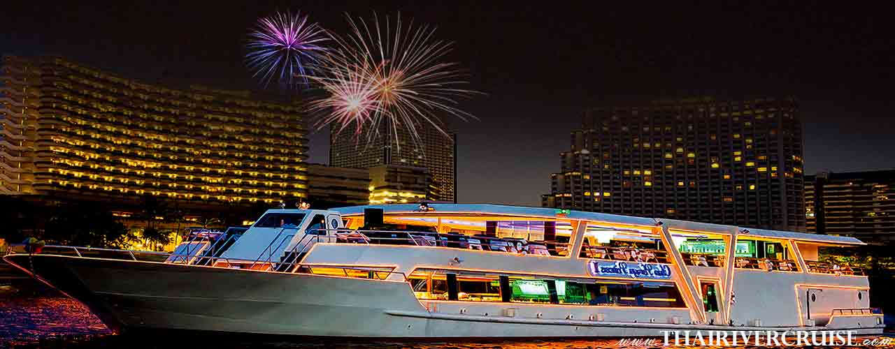 New Year’s Eve Bangkok Countdown River Cruise Dinner Bangkok Thailand, Chaophraya Princess Cruise Countdown River Cruise on the Chao Phraya River  Bangkok Thailand