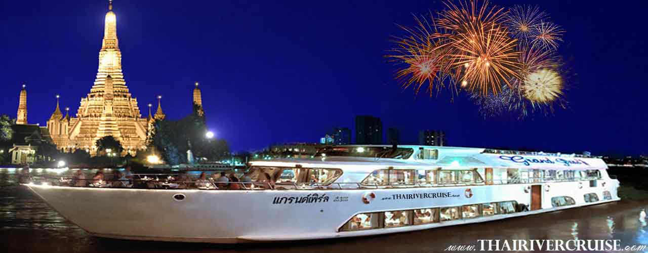 Thailand new years eve 2024 Best New Years Eve Bangkok 2024 Celebrate New Year’s Eve Thailand on Chao Phraya Bangkok Dinner Cruise by Grand Pearl Cruise Luxury River Cruises On the Chao Phraya River 