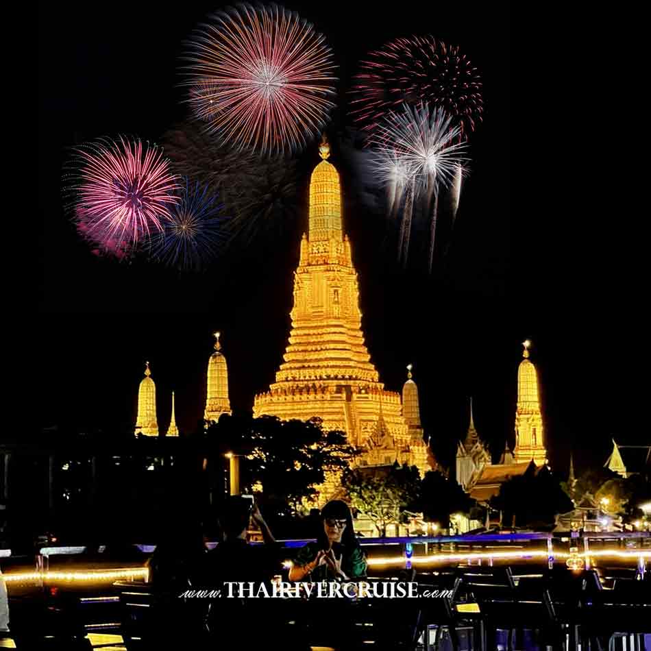 New Years Eve Cruise Bangkok 2025 The Luxury White Cruise  Top deck Open Air of  The Luxury White Cruise 