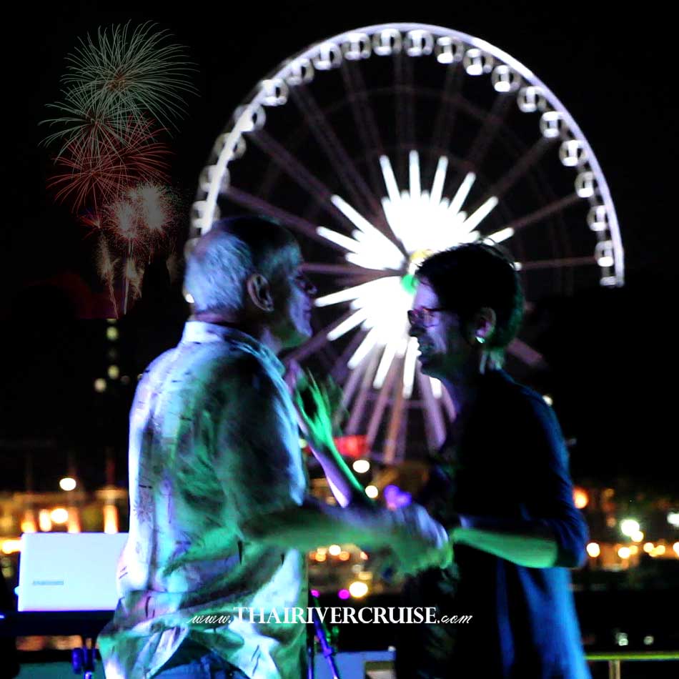 Happy Dance and Happy New Year on Rooftop New Years Eve Party Bangkok Royal Galaxy Cruise Let celebrate New Year Dinner Cruise from Asiatique The Riverfront 