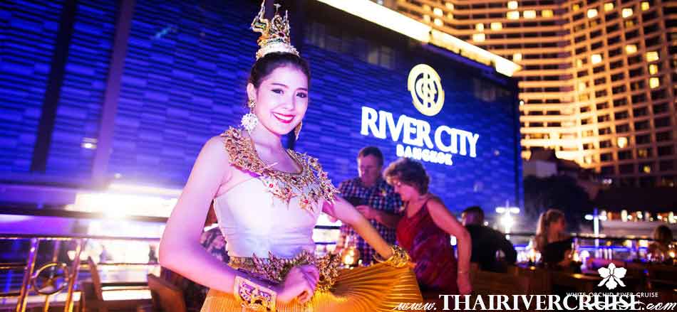 Rooftop Valentine's Day Candle Light Dinner Bangkok White Orchid River Cruise  Entertainment on board White Orchid River Cruise by Thai classical dancing cabaret show and live band music 