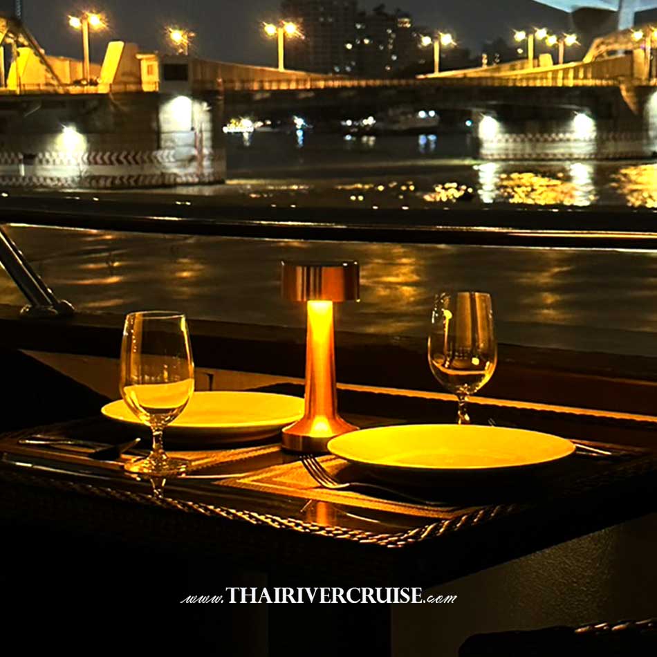 Romantic seat onboard The Opulence Cruise Large Luxury Bangkok Dinner Cruise Iconsiam Promotion Discount Cheap Price Ticket Price Offers Booking Online 