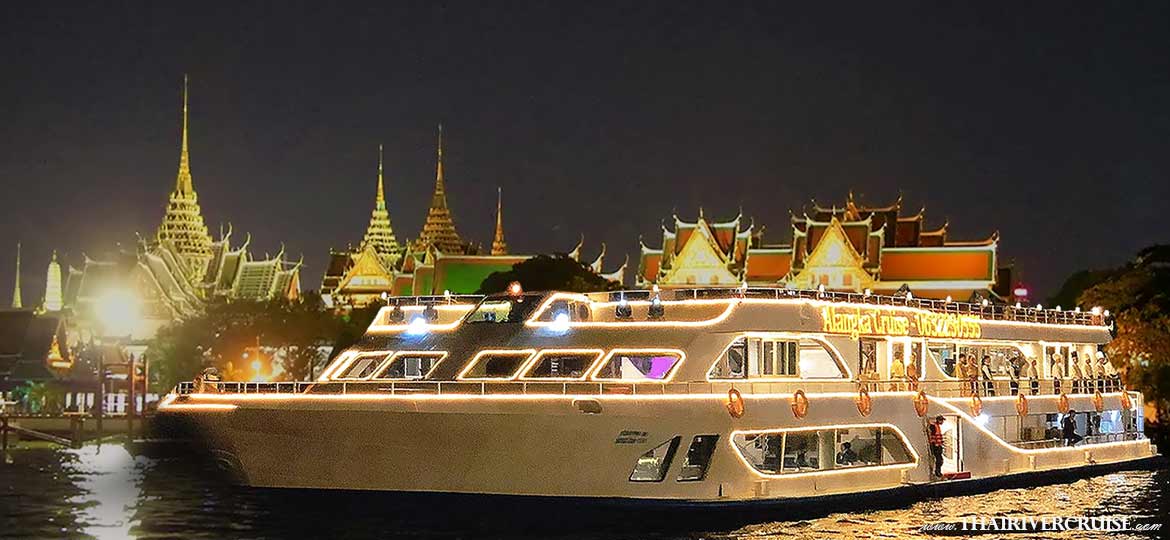Amazing Dinner Cruise with traditional Thai and international buffet, enjoy to Thai dance show and live band music onboard .Enjoy stunning views of Bangkok at night whilst sailing & dining along the Chao Phraya rive